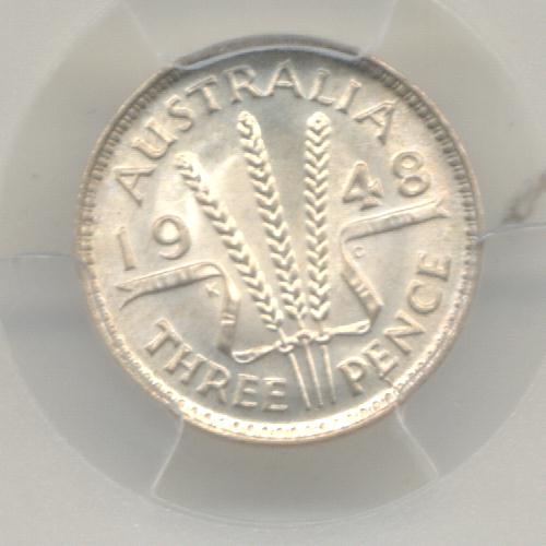 PCGS MS65+ Australia, 1948 Threepence Graded Coin Stuart Andersen Pty Ltd